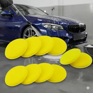 High-Density Foam Block for Car Waxing Hand Polishing Detailing Sponge Pad Applicator Yellow Round Auto Polisher Paint Care Buffing Tool