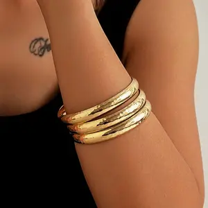 New combination jewelry stylish simple gold matte 3 sets of iron bracelets