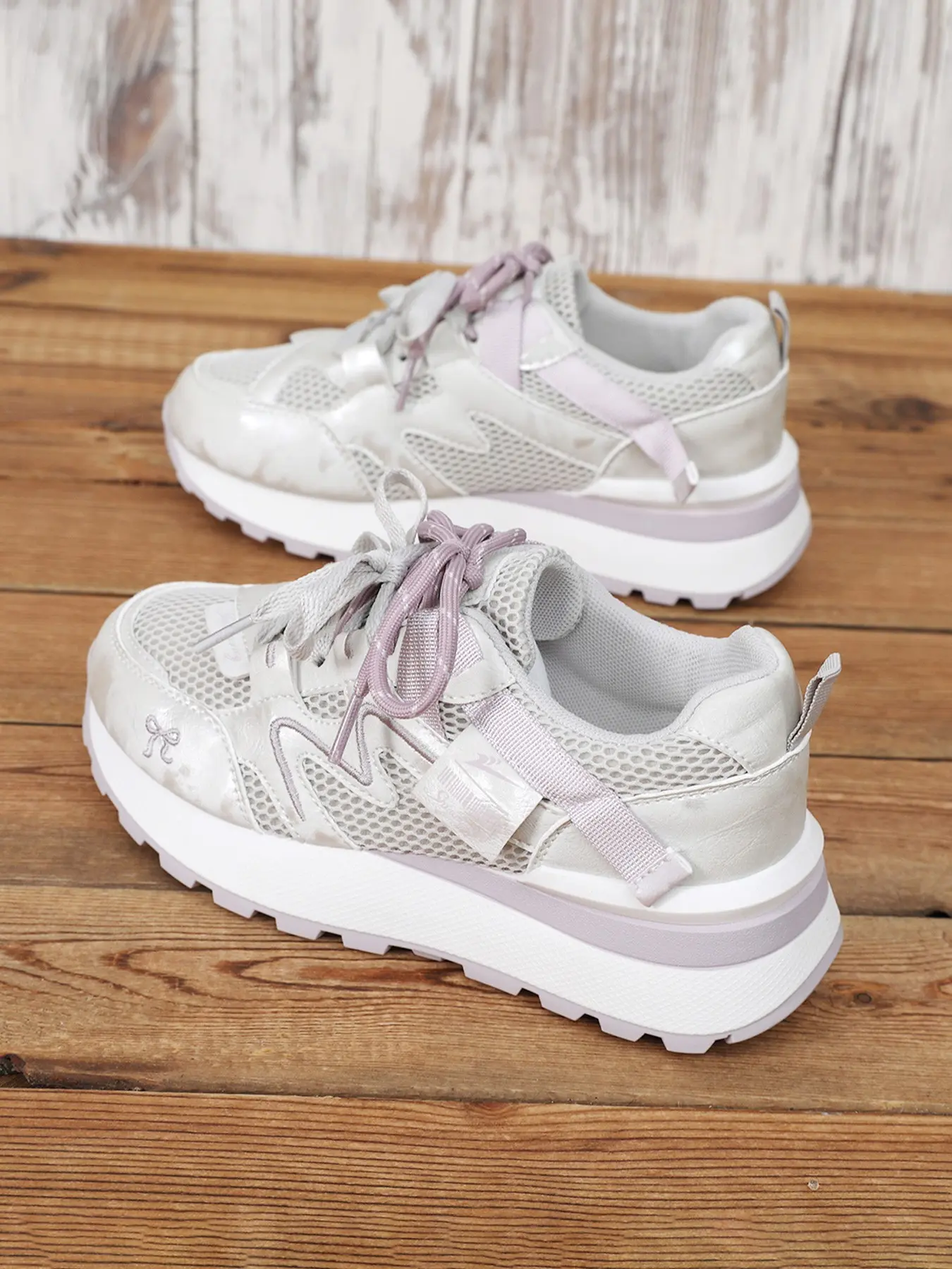 Women's Casual Sports Shoes, Comfortable Elegant Sneakers, Lace Up Sneakers, Height-Increasing Thick Sole, Breathable Mesh, Spring Fall Low Heel