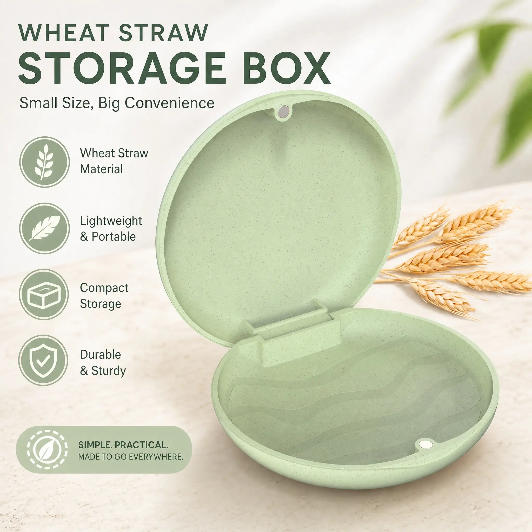Wheat Straw Ortho Retainers Case - Compact, Ultra-Slim, Lightweight Storage Box for Ortho Appliances, Mouthguards, Smudgeproof Green Beauty & Personal Care Accessory