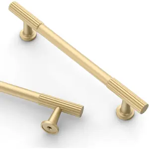 10 Pack 5 Inch(128mm) Brushed Gold Cabinet pulls Kitchen Cabinet Handles, Cabinet Pulls Kitchen Cabinet Hardware for Cupboard Drawer Pulls