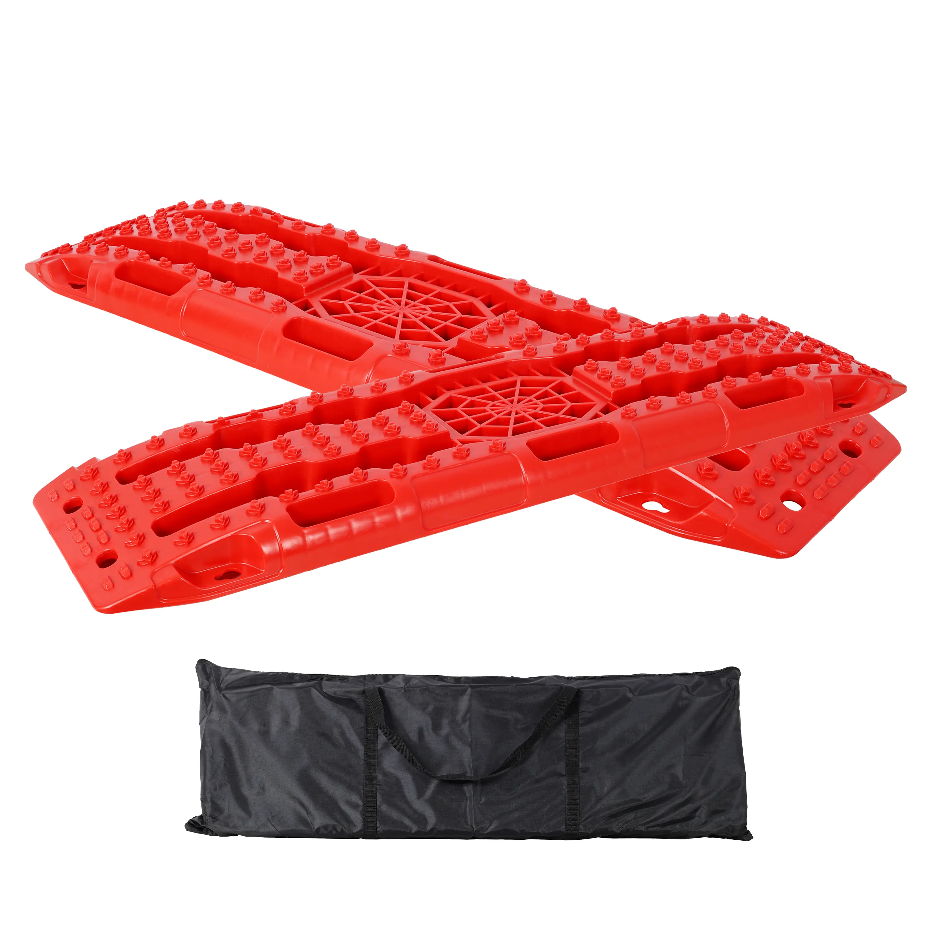 Heavy-Duty Off-Road Traction Boards with Integrated Jack Base & Storage Bag, 2-Piece Recovery Tracks for 4WD Truck, Jeep Mud, Sand Traction Mats