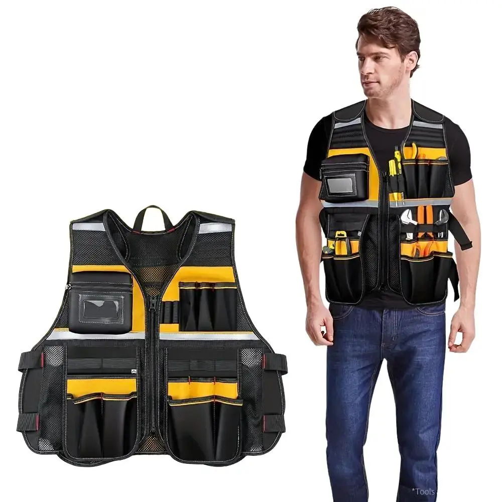 Multi-functional Tool Vest, Multi-pocket Tool Vest for Men, Tool Storage Vest for Home and Office, High Visibility Vest