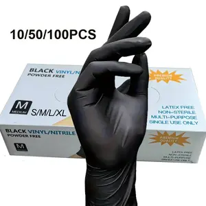 10/50/100pcs PVC Nitrile Disposable Gloves, Latex Free, Powder Free, Durable Cleaning Gloves, Household Cleaning Gloves, for Kitchen, Cleaning, Manicure, Hairdressing, Tools Use