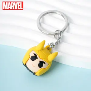 1PC Marvel Officially Licensed Spider Man Captain America Loki Ball Keychain Keyring Creative Cute PVC Keychain Superhero Key Charm Backpack Ornament Key Bag Decoration Small Gifts