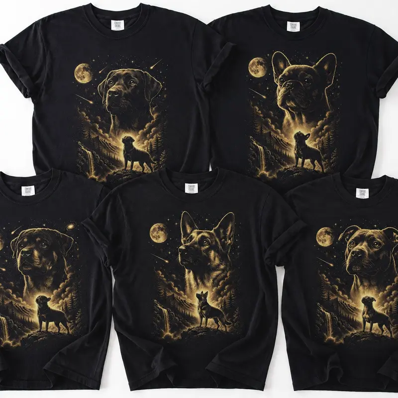The Moon And Stars Dog Breeds Tarot Skeleton Dog Mom With Roses Under Starlit Sky Comfort Colors Tee, Comfort Colors Tshirt, Men's Tee