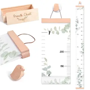 7 Ft Wall Growth Height Chart with Keepsake Box & Hook Waterproof Canvas Removable Wall Ruler Neutral Nursery Wall Decor for Baby Kids Toddlers