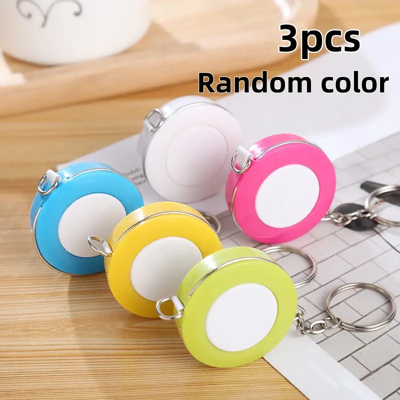 3pcs Candy Color Stretchable Mini Tape Measure Keychain for Car Keys, Portable Pocket Soft Ruler, Dual-Sided Sewing Measuring Tool, Durable & Easy Storage, Cute Keychains, Gift Keychain