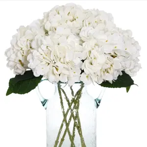 45cm white Silk Artificial Hydrangea Flowers Bouquet with Stems Wedding Baby Shower Decoration Home Indoor Room Vase Arrangement