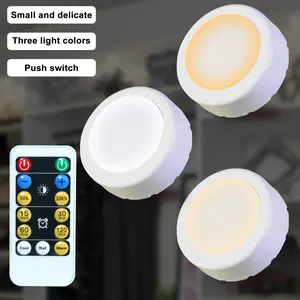 3pcs Remote Control LED Cabinet Lights, Mini 3 Color Light Tap Lamp, Indoor Under Cabinet Lighting, Battery Operated, Lighting Modes Adjustable (no Batteries Included)