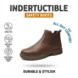 Heavy-Duty Splash-proof Smash-proof Puncture-proof Breathable Safety Shoes Unisex Chef Work Shoe Waterproof Anti-slip Durable Outdoor Comfortable Offering Advanced Shock Absorption and Impact Defense Ultimate Defense Against Workplace Hazards Everyday