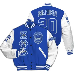 Zeta Phi Beta Custom Chapter Jacket, Blue White 1920 Letterman Coat, Personalized Finer Woman Greek Apparel, Unique Sorority Sisterhood Gift