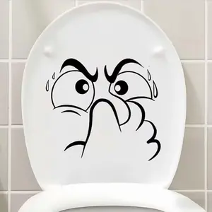 Funny Toilet Seat Sticker Self Adhesive Bathroom Decor with Expressions, No Residue Removable Toilet Lid, Perfect for Christmas Halloween Thanksgiving, Bathroom Accessory