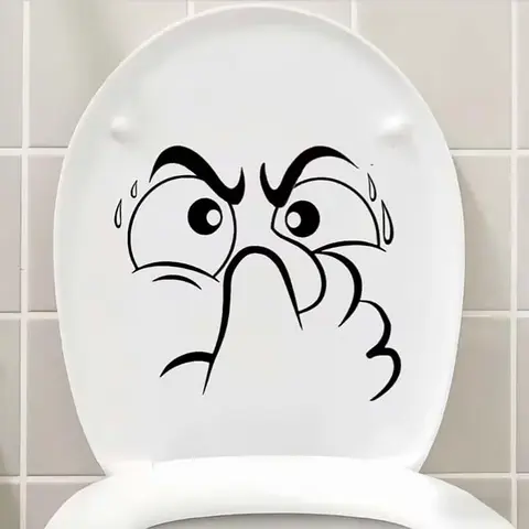 Funny Toilet Seat Sticker Self Adhesive Bathroom Decorations with Expressions, No Residue Removable Toilet Lid, Perfect for Christmas Halloween Thanksgiving, Bathroom Accessory Bathroom Decoration Accessories, Bathroom Decor Supplies