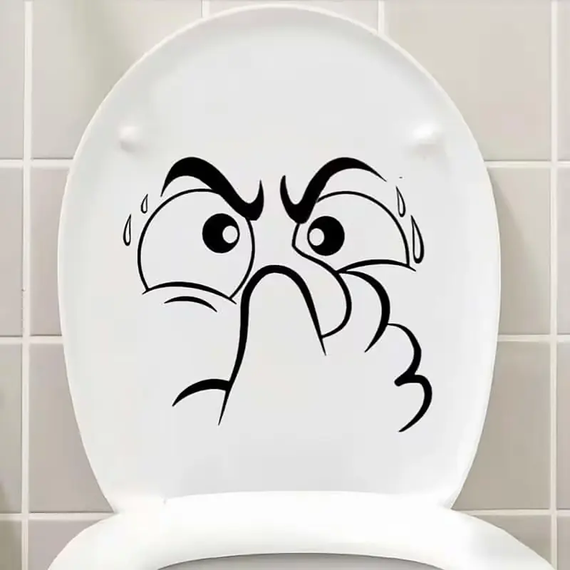 Funny Toilet Seat Sticker Self Adhesive Bathroom Decorations with Expressions, No Residue Removable Toilet Lid, Perfect for Christmas Halloween Thanksgiving, Bathroom Accessory Bathroom Decoration Accessories, Bathroom Decor Supplies