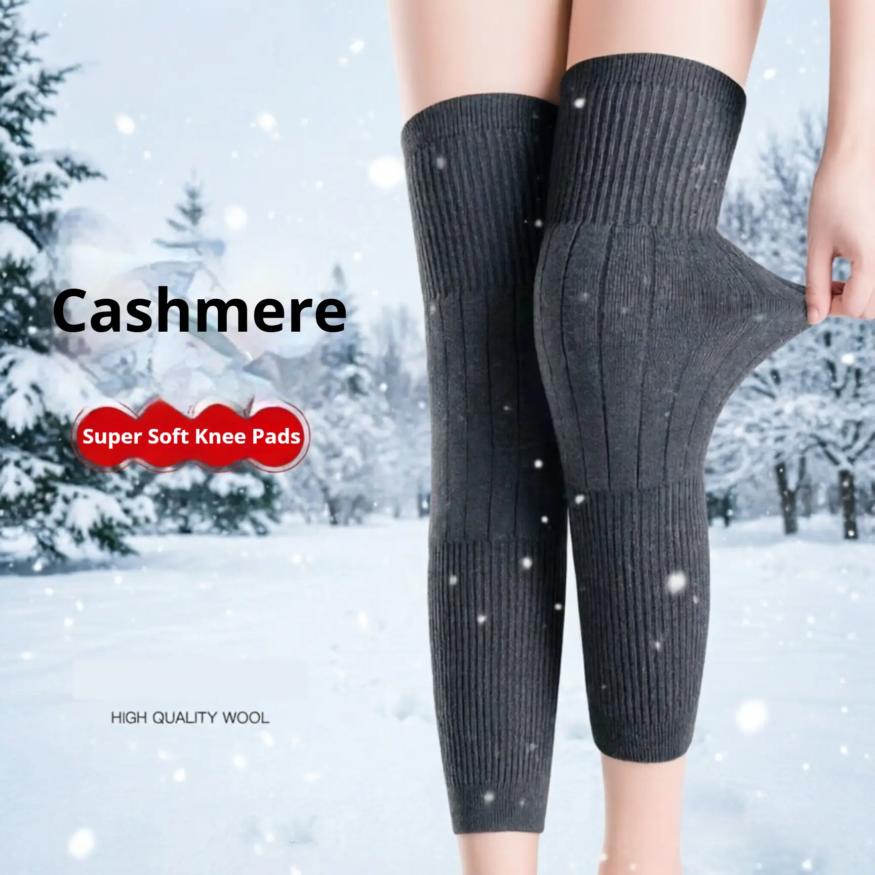 Extra-Long Fleece-Lined Thermal Leg & Knee Warmers - Non-Slip, Thickened Sports Protective Gear for Winter Sports, Cold-Related Joint Discomfort Relief