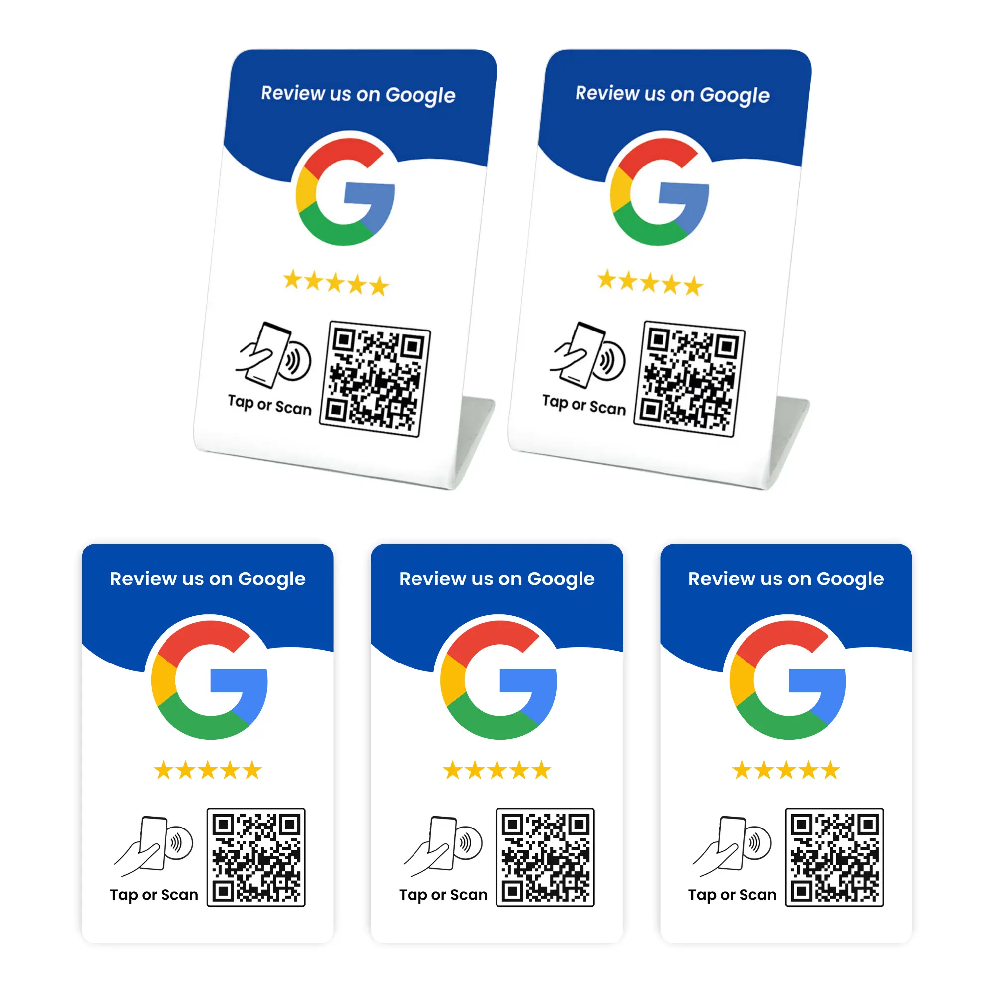Google Review Business Card & Stand Big Bundle - 3 Cards, 2 Stand-Up Signs, Effortless Setup for Service Businesses, Ideal for Review-Gathering Teams to Hand to Happy Customers