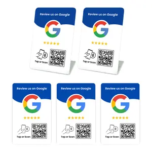 Google Review Card & Stand Bundle - 3 NFC & QR Code Cards & 2 Countertop Stands for 5-Star Reviews & Local SEO