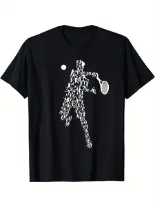 tennis position player ball fun racket game costume t-shirt, us open, men's t-shirt, for women, Christmas Eve, long-lasting wear, travel outfit, for couples, relaxed style, Thanksgiving