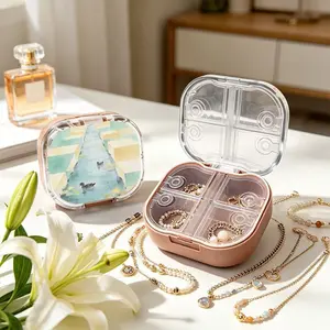 Little Duck By Stream Mini Portable Double Layer Jewelry Box, Small Necklace Bracelet Organizer, Anti-tangle & Anti-oxidation, Multi-compartment, Compact Light Luxury Jewelry Storage Case