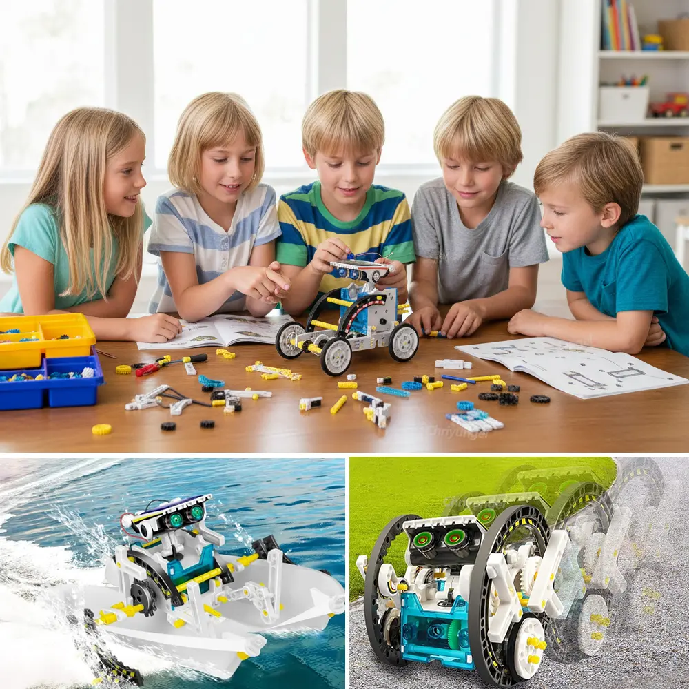 13-in-1 Solar Robot Kit, STEM Educational DIY Science Experiment Toy with Plastic Parts, Electric Technological Gadgets for Ages 10+ Kids
