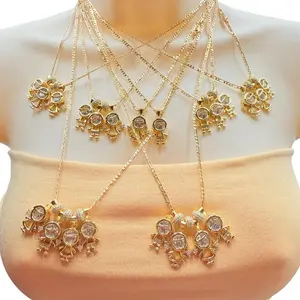 Cubic Zirconia Charms for Girls and Boys, Mother and Children, Best Friends, Casual 24 Inch Chain, Unisex with Metal Coating body jewelry accessory