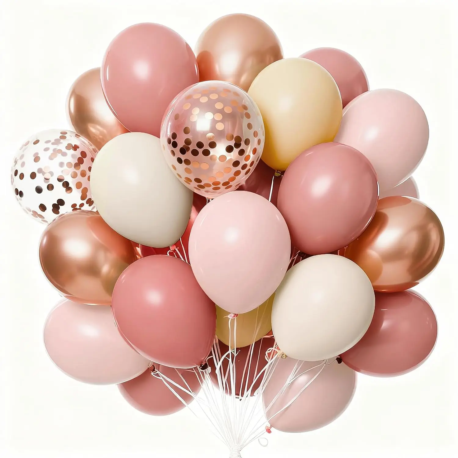 Elegant Balloon Bouquet in Rose Gold, Pink, and Cream Colors for Festive Occasions