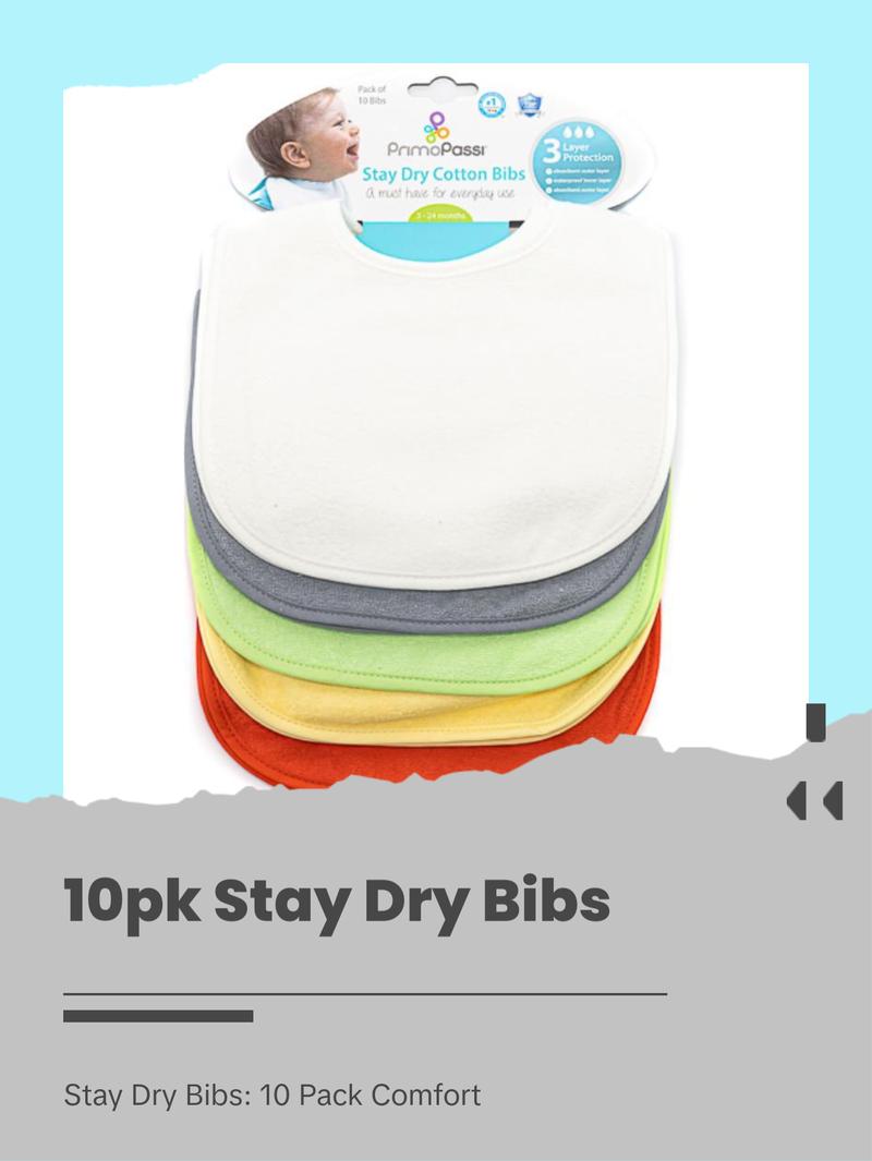 Primo Passi 10Pk Neutral Bibs for Baby - Stay Dry