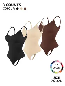 Women's Solid Color Seamless Shapewear Bodysuit, Compression Body Shapewear, Sexy Comfortable Breathable Bodysuit for All-Season Wear, Tummy Control & Butt Lifting, Thong Design, Multiple Colors Available, Daily Wear, Womenswear, Compression Girdle