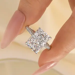 Effinny Luxurious 6.0ct Elongated Radiant Cut Engagement Ring For Women, 5A Grade Cubic Zirconia Ring, Promise Ring , Anniversary Ring Outdoorfun