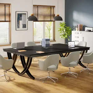 LITTLE TREE 6.5FT Conference Table for 6-8 People, 78 inch Long Rectangular Seminar Table with Strong Metal Frame, Business Furniture Boardroom Desk for Office Meeting Conference Room