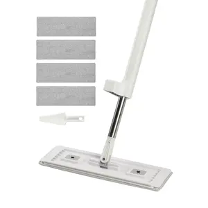 VEVOR Flat Mop, Self Wringing, Microfiber Floor Mop with 4 Reusable & Washable Mop Pads for Dry & Wet Floor Cleaning, Microfiber Flat Mop with Stainless Steel Handle for Hardwood Laminate Tile Vinyl