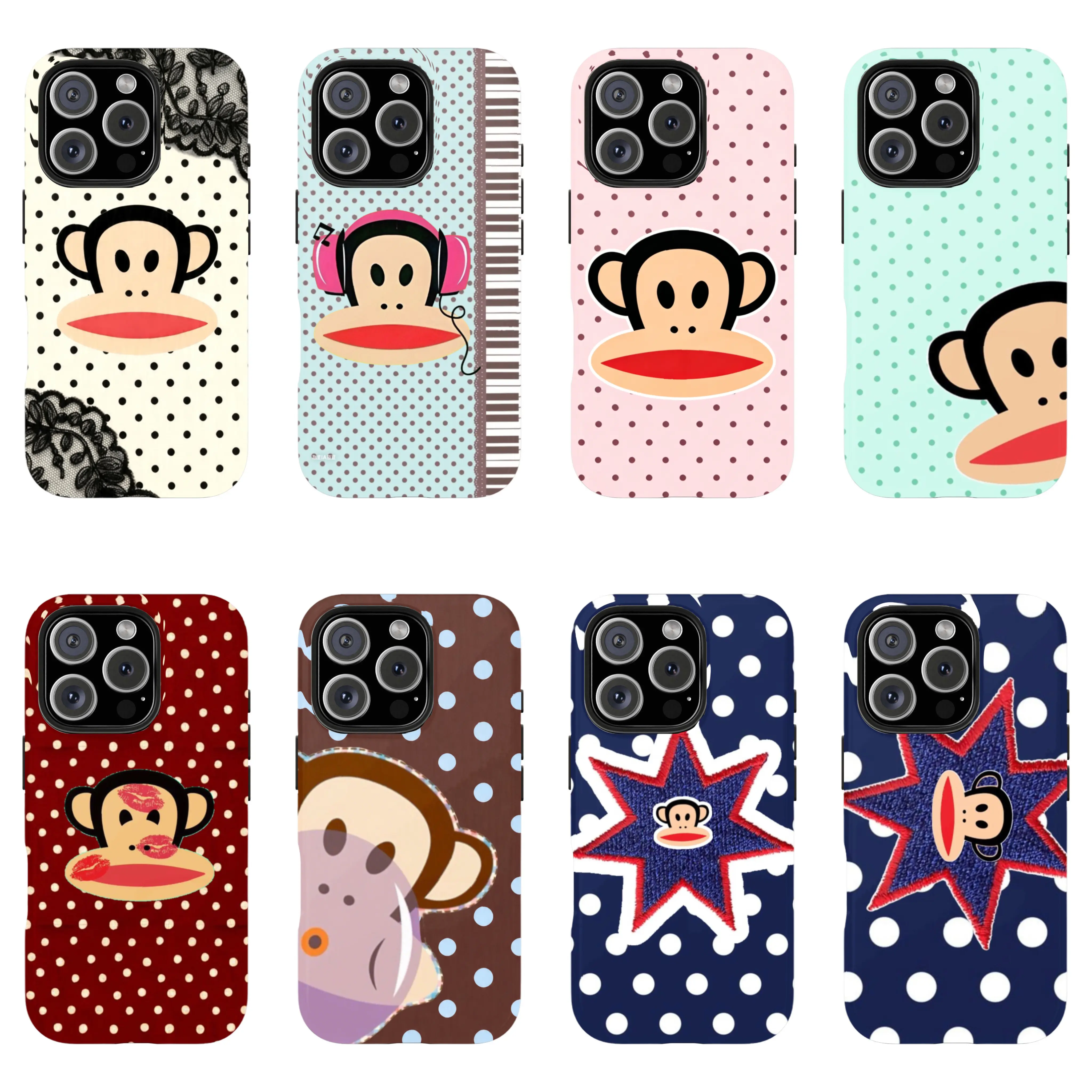 Paul Frank Smartphone Case - Striped Gingham Patchwork Pattern, Shockproof Protection for Handheld Cellphone Devices: iPhone 17 Pro Max, 16, 15, 14, 13, 12, 11 Pro Max Plus; Samsung Galaxy S25, S24, S23, S22 Ultra Series, Casing
