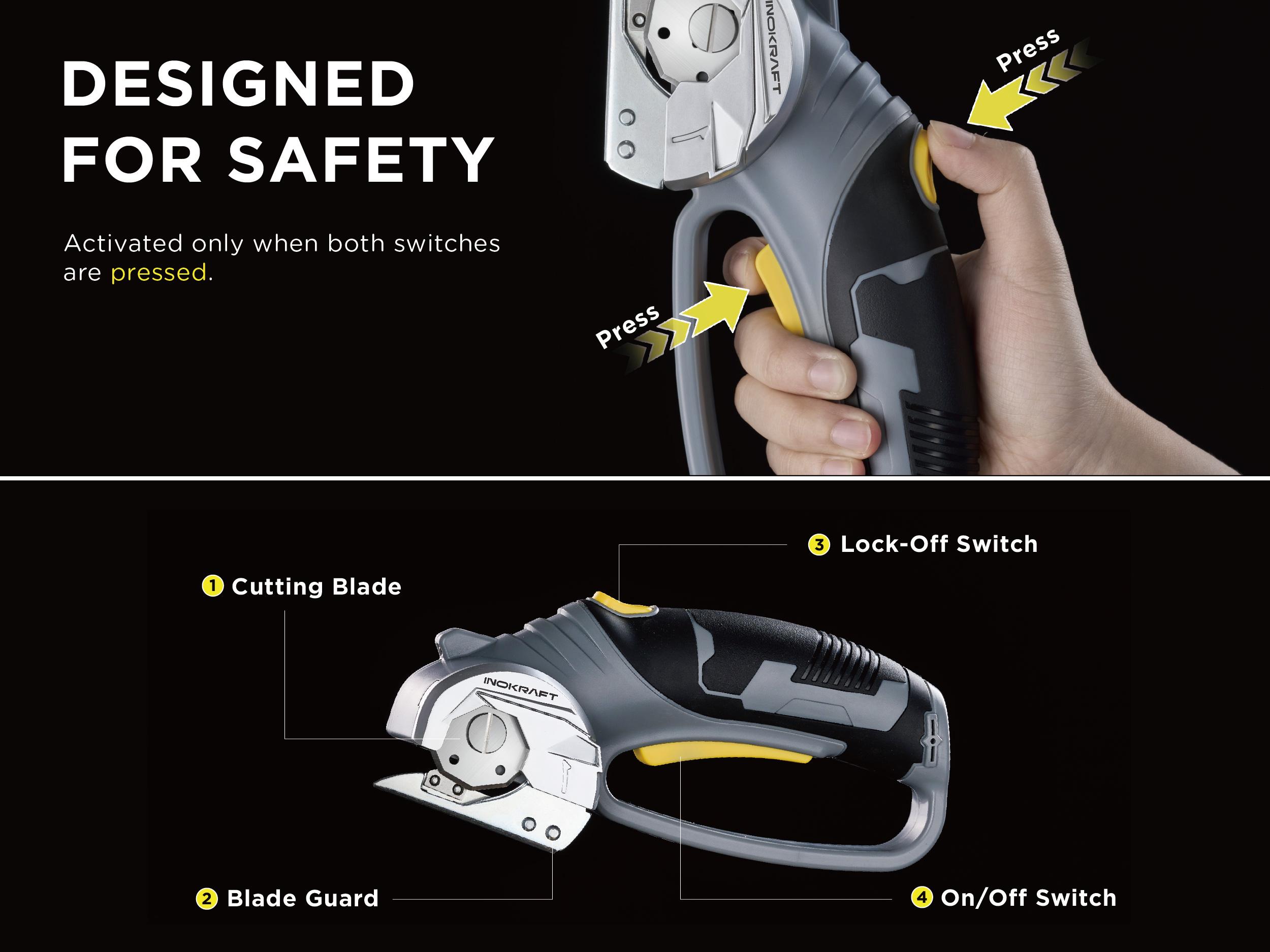 InoKraft 4V Cordless Rechargeable Electric Scissors, Box Cutter, Fabric Scissor, Rotary Cutter for Cardboard Carpet Leather Plastic
