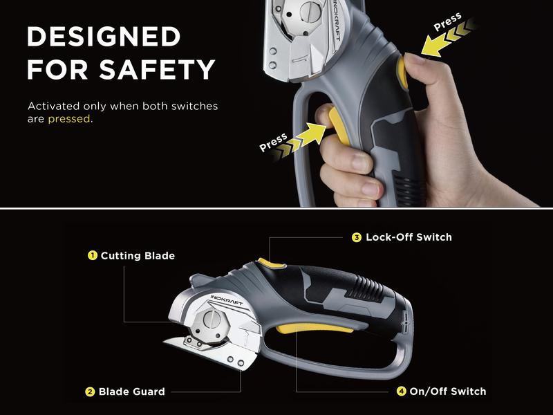 InoKraft 4V Cordless Rechargeable Electric Scissors, Box Cutter, Fabric Scissor, Rotary Cutter for Cardboard Carpet Leather Plastic