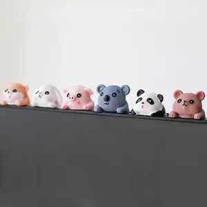 6pcs Cute Animal Decor Figurines for Home & Office, Creative 3D Resin Crafts for Monitors & TV Screens, Personalized Collectible Mascots, Resin Animal Sculptures