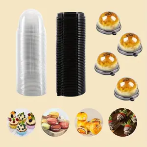 Mini Individual Cupcake Container 2.8x2 IN Mini Cupcake Boxes Desk Pet Containers for Chocolate Covered Cookies, Mooncake(100 Pack, Black)