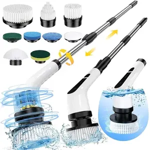 Electric Spin Scrubber Upgraded Battery with Extra-Long Runtime, IPX7 Waterproof Power Cleaner with 9 Brush Heads, 2 Speeds Adjustable Long Handle for Bathroom, Floor, Shower