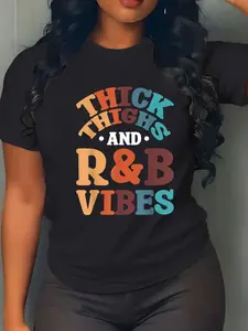100% Cotton Unisex Unisex 90's R&B Girl RnB R And B Body Positivity Thick Thighs R&B Vibes T-Shirt Graphic Casual Men's Women's Tee