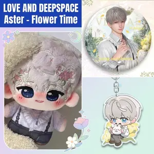 3pcs, Love and Deepspace Anime Plush Doll + Badge + Keychain, Collectible Stuffed Character Figure, Premium Soft Toy - Keychain Bag Car Charm, Desk Shelf Room Decor Decoration, Birthday Christmas Valentine Party Gift for Anime Fans Teens