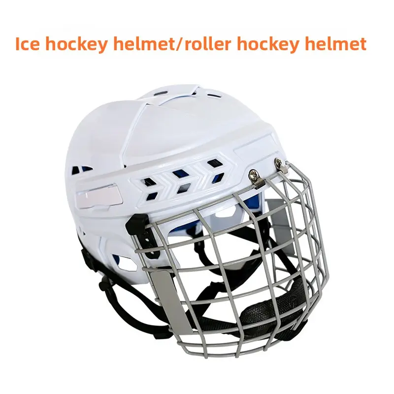Elite Ice Hockey Helmet with Adjustable Chin Straps & Moisture-Wicking Liners for Roller & Lawn Hockey Hard Hat Rugby Protection chin  strap  hard  hat