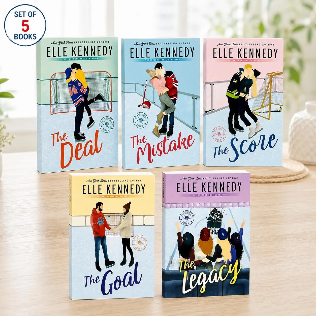 Off-Campus Series Books 1-5 Collection Set by Elle Kennedy – Deal, The Mistake, The Score, The Goal & The Legacy – Paperback Books (Compact Size)