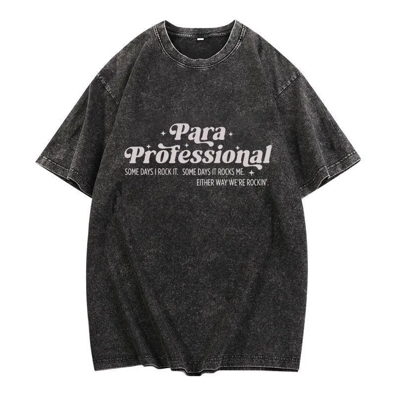Women's Oversized Fit Short-Sleeve Casual Wear Garment, Funny Paraprofessional Graphic Tee, Teacher Aide Education Support Assistant Gift T-Shirt, Comfy, Cotton, Tops, Apparel, Shortsleeve, Tshirt, Loose, Print, Breathable