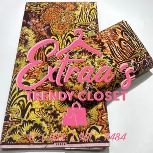 Extraa's Trendy Closet Grand Super Wax Maji ya Pili Authentic African Fabrics 6 Yards Premium Texture Long Lasting Colors Vlisco Quality