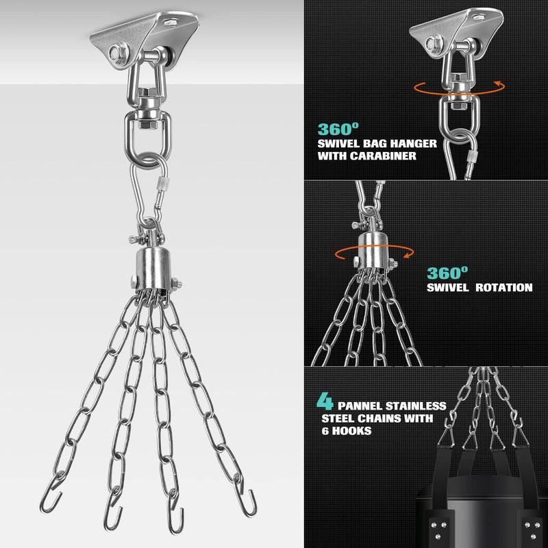 Punching Bag Set for Adults, 4FT PU Heavy Boxing Bag with 12OZ Boxing Gloves, Hand Wraps, Hanging Chains for MMA Karate Kickboxing Martial Art Home Gym Trainging - Unfilled