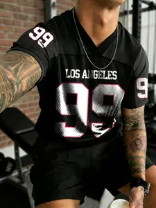 Men's Casual Loose-Fitting V-Neck Short Sleeve T-Shirt, Breathable Mesh Fabric, Fashionable Sports Top, Athletic Shirt, Daily Wear Comfort