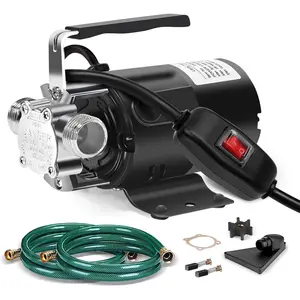 Water Transfer Pump, 115V 1/10HP Electric Utility Pump with /Off  2 * 6 ft Water Hoses Kit for Removing Water from Garden Pools Aquariums Hot Tub Draining 1/8'' Low Suction for Rain Barrel