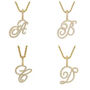Initial Couple Necklaces Floral Design 26-Letter pendant chain Necklace with Zircon - Ideal Gift for Women and men