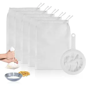 6 Pack - 200 Mesh Fine Mesh Strainer & Nut Milk Bags,   Strainer -  Grade  - Ultra  Fine Nylon Mesh - Nutmilk, Juices, Cold Brew,  Coffee, Juice Soy
