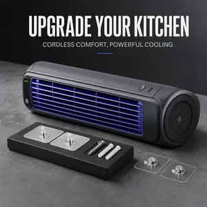 [Heatwave Essential] NganGee Wall-Mounted Blade-Less Circulating Cool Fan—Wireless and rechargeable, up to 24 hours of battery life, ultra-quiet <30dB, no drilling required for installation, 3 adjustable speed settings, USB-C charging, compact design, Coo